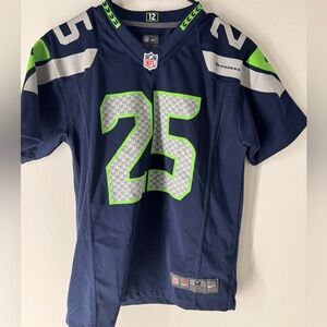 Kids Navy Blue Football Seahawks Jersey